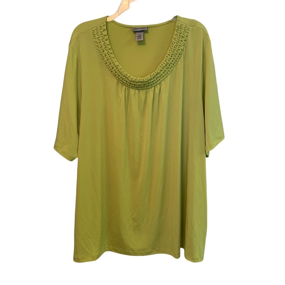 Maggie Barnes Top Womens Plus 3X Yellow Short Sleeve Blouse